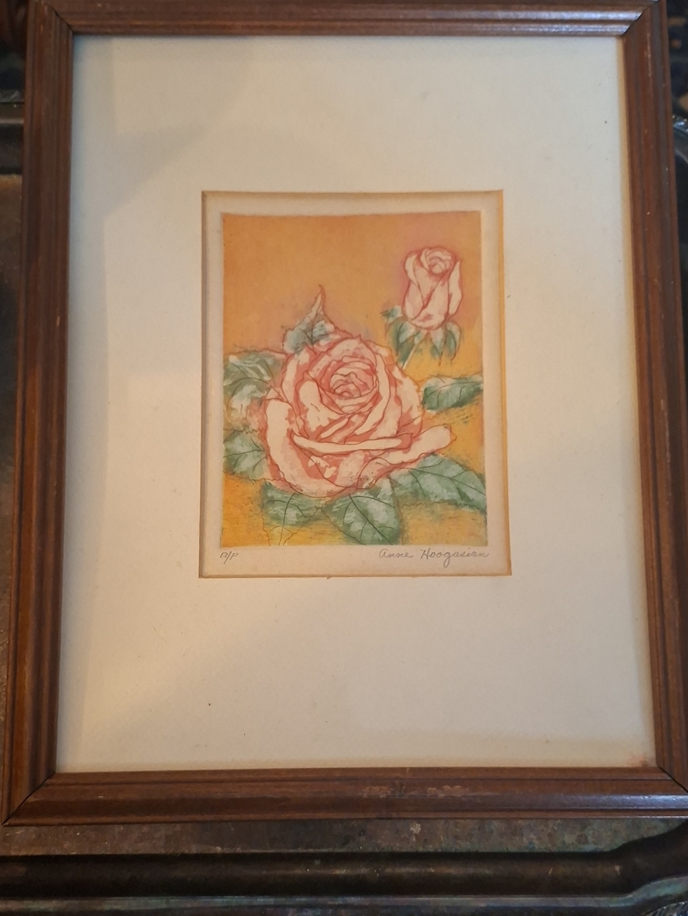 Anne Hoogasian "Roses" Hand Tinted Etching, A/P - Artist Proof